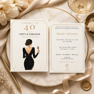 Convites Elegante Celebração de Aniversário Fabuloso