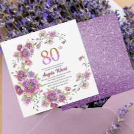 Convites Elegante celebração de aniversário floral brilho