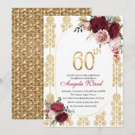Convites Elegante celebração de aniversário floral glitter