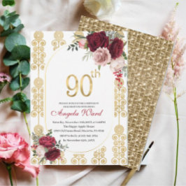 Convites Elegante celebração de aniversário floral glitter