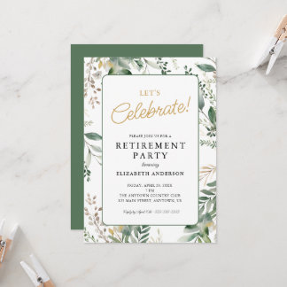 Convites Elegante Celebração de Aposentadoria com Verdura
