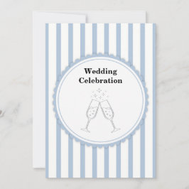 Convites Elegante Celebração de Casamento com Listras Azuis