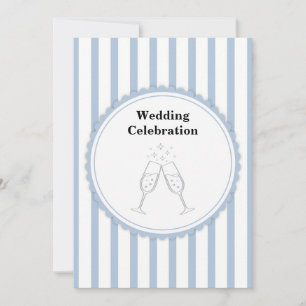 Convites Elegante Celebração de Casamento com Listras Azuis