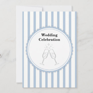 Convites Elegante Celebração de Casamento com Listras Azuis