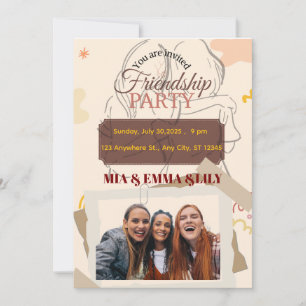 Convites Elegante Celebração de Festa de Amizade com Foto