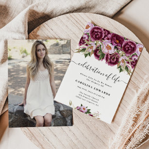 Convites Elegante Celebração De Foto Roxo Do Memorial Da Vi