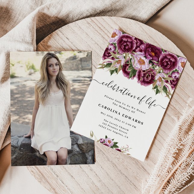 Convites Elegante Celebração De Foto Roxo Do Memorial Da Vi (Criador carregado)