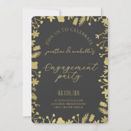 Convites Elegante Celebração de Noivado com Flores em Aquar