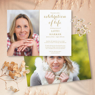 Convites Elegante Celebração Dourada do Funeral Life 2 Fo