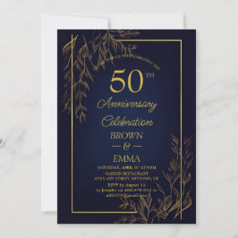 Convites Elegante Celebração Floral de 50º Aniversário de C