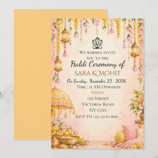 Convites Elegante Cerimônia de Haldi de Casamento Indiano R