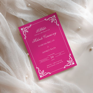 Convites Elegante Cerimônia de Mehndi Rosa Antigo Branco