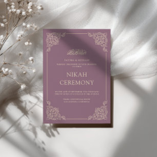 Convites Elegante Cerimônia de Nikah em Barroco Roxo Poeire