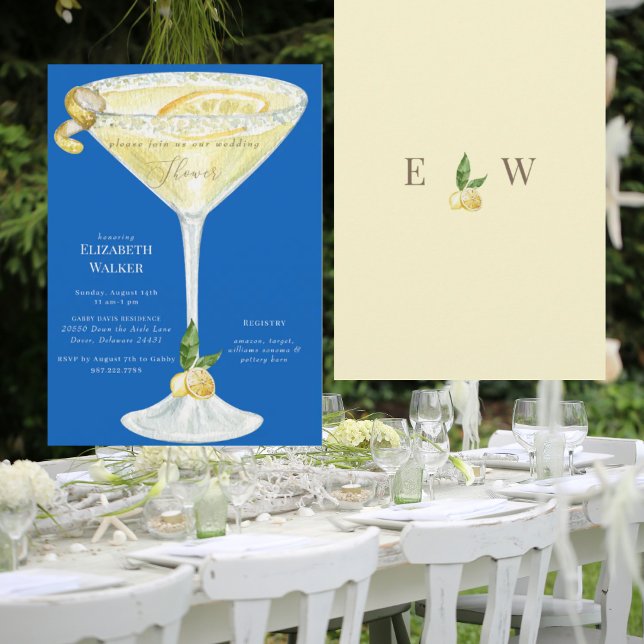 Convites Elegante Chá de casamento de Limoncello Azul de Sa (Criador carregado)