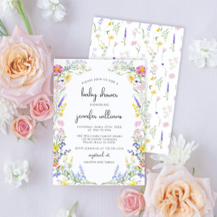 Convites Elegante Chá de Flores Prateadas de Flor Selvagem