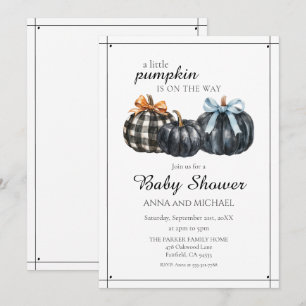 Convites Elegante Chá de fraldas de abóbora de aquarela pre