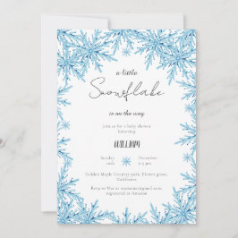 Convites Elegante Chá de fraldas de floco de neve azul-azul