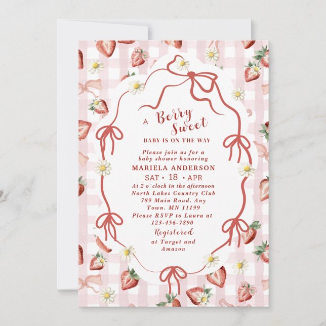 Convites Elegante Chá de fraldas De Garota De Moranho De Ág (Frente)