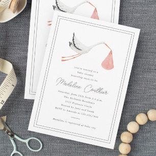 Convites Elegante Chá de fraldas de Garotas de Tempestade D