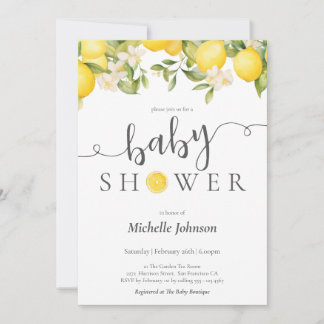 Convites Elegante Chá de fraldas de Lemon de Aquarela