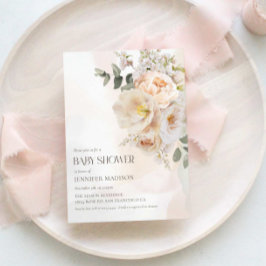 Convites Elegante Chá de fraldas Floral Eucalyptus