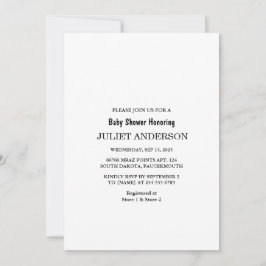 Convites Elegante Chá de fraldas Mínimo Preto E Branco