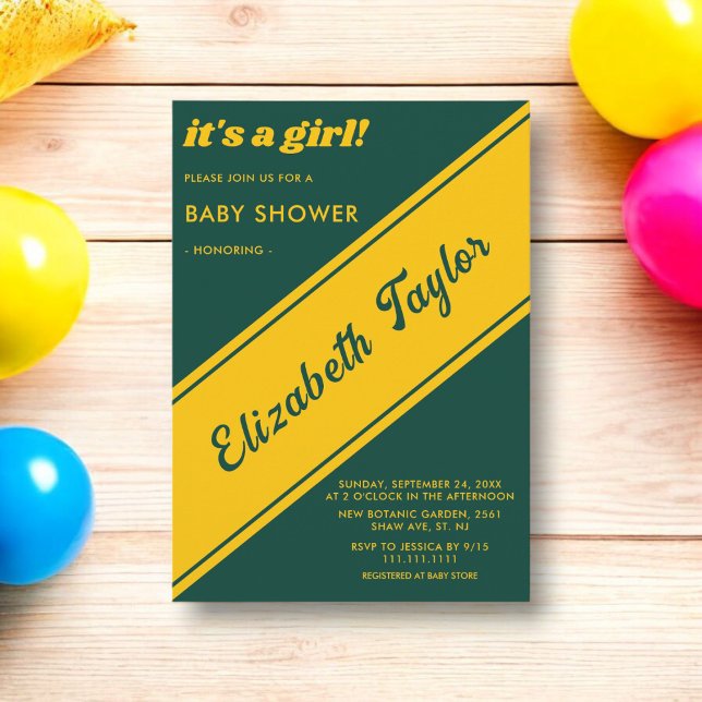 Convites Elegante Chá de fraldas Verde E Dourado De Luxo (Criador carregado)