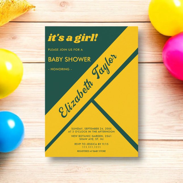 Convites Elegante Chá de fraldas Verde E Dourado Delicado (Criador carregado)