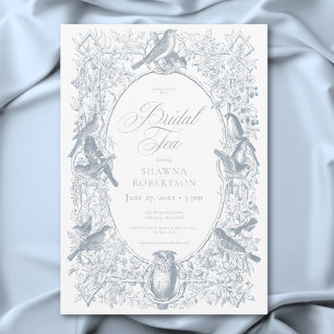 Convites Elegante Chá de Noiva com Pássaros da Natureza em