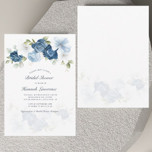 Convites Elegante Chá de panela Azul Derrante Floral