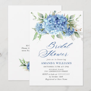 Convites Elegante CHÁ DE PANELA de Hydrangea Azul