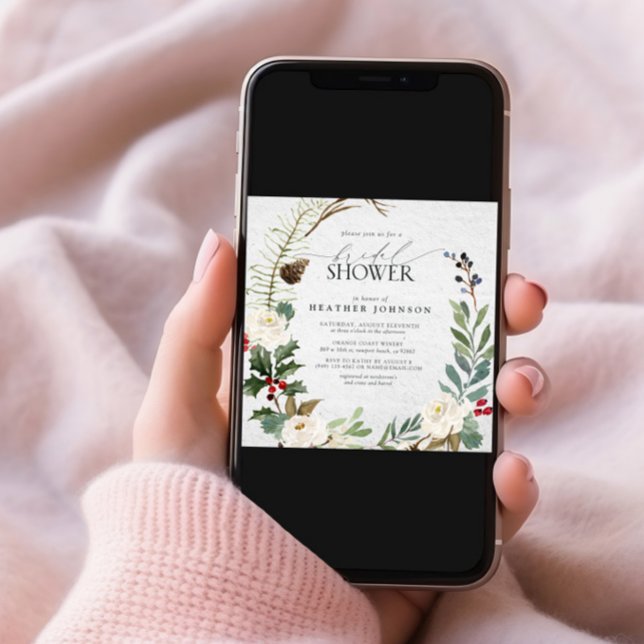 Convites Elegante Chá de panela de inverno em verde (Criador carregado)