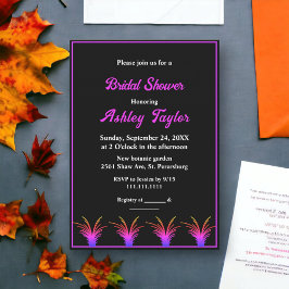 Convites Elegante Chá de panela de queda de neão branco bra