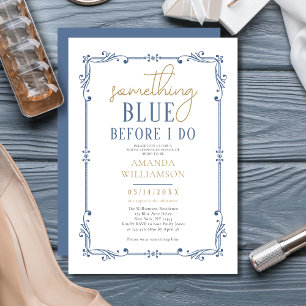 Convites Elegante - Chá de panela de Script Azul
