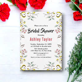 Convites Elegante Chá de panela Floral de Cores Aquáticas B