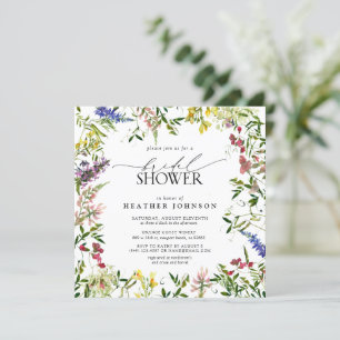 Convites Elegante Chá de panela Floral de Flor Selvagem de