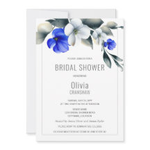 Elegante Chá de panela Floral Real Azul e Branco