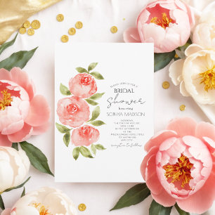 Convites Elegante Chá de panela Floral Verde Coral Boho