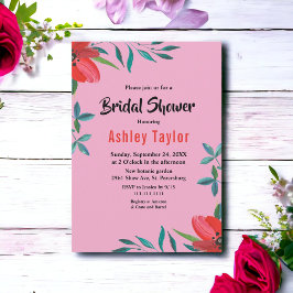 Convites Elegante Chá de panela Inverso Romântico Rosa