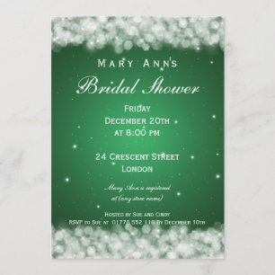 Convites Elegante Chá de panela Party Sparkle Emerald Gree