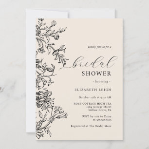 Convites Elegante Chá de panela preto Beige