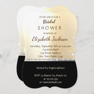 Convites Elegante Chá de panela preto Dourado