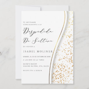 Convites Elegante Chá de panela Romântico Dourado Espanhol