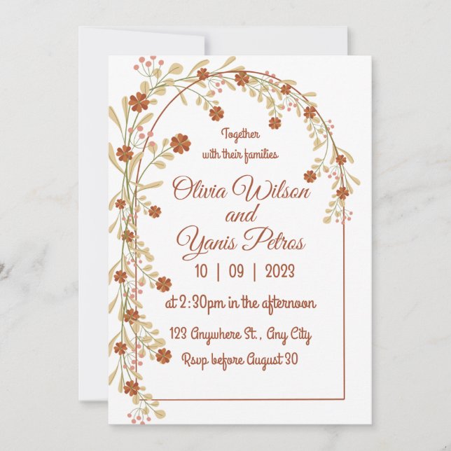 Convites Elegante Chá de panela Rustic Boho (Frente)