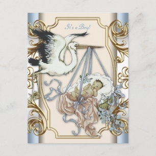 Convites Elegante Chá Vintage Stork Baby Boy