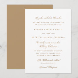 Convites Elegante Champagne Dourado Neutro Casamento
