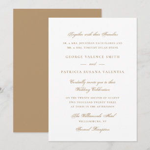 Convites Elegante Champagne Dourado Neutro Casamento
