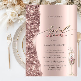 Convites Elegante Champanhe com Glitter em Rotativo Dourado