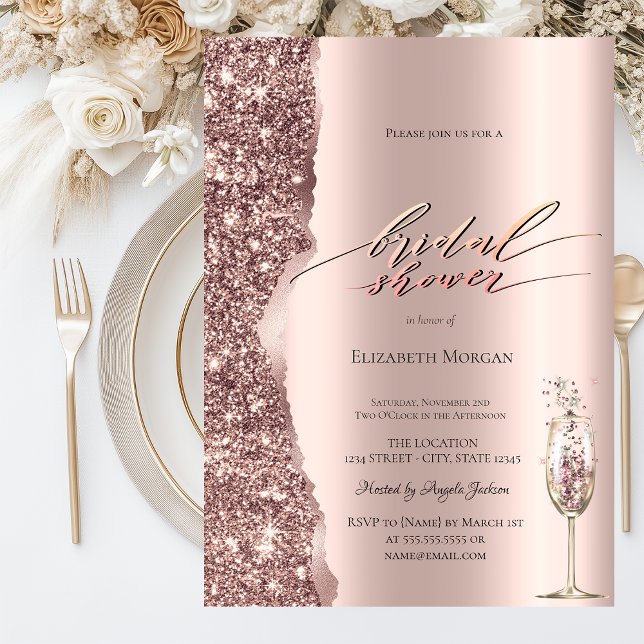 Convites Elegante Champanhe com Glitter em Rotativo Dourado (Criador carregado)