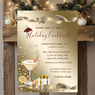Convites Elegante, Chapéu de Papai Noel, Coquetel de Natal 